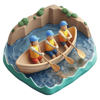 wonderful traditional Group of People Canoeing on Lake Cutout professional png