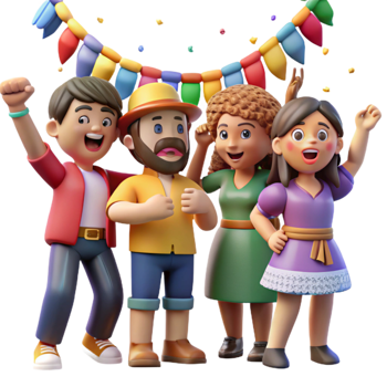 elegant vintage Group of People Celebrating at Festival Isolated exclusive png