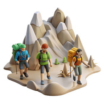 stunning artistic Group of People Hiking Through Jungle Isolated exclusive png