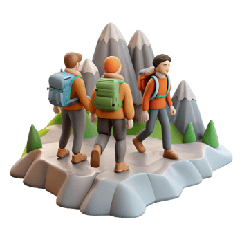 wonderful minimalist Group of People Hiking Through Jungle Isolated exclusive png