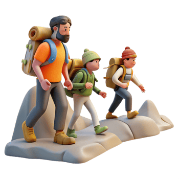beautiful vintage Group of People Hiking Through Jungle Isolated detailed png