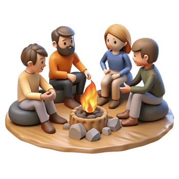 extraordinary rustic Group of People Sitting Around Campfire Isolated genuine png