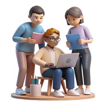 dramatic contemporary Group of People Studying Together Transparent Background 4K png