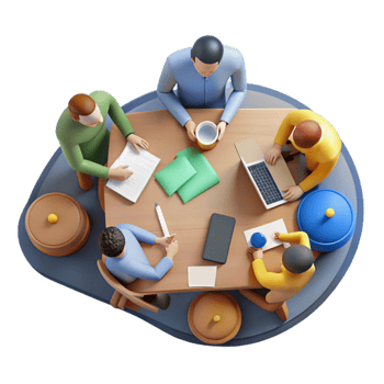 extraordinary rustic Group of People Working on Project Top View Cutout premium png