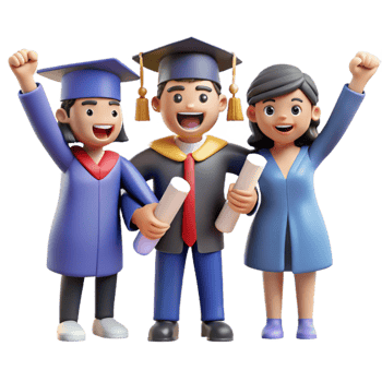 vibrant contemporary Group of Students Celebrating Graduation Isolated premium png