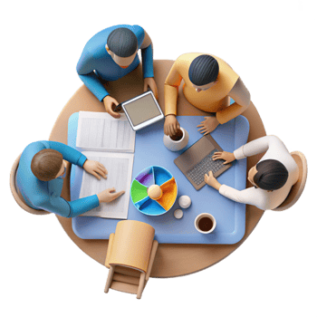 extraordinary traditional Group of People Working on Project Top View Cutout authentic png