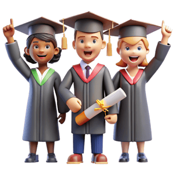serene creative Group of Students Celebrating Graduation Isolated premium png