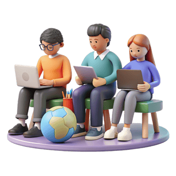 stunning vintage Group of Students Studying Together in Library Isolated professional png