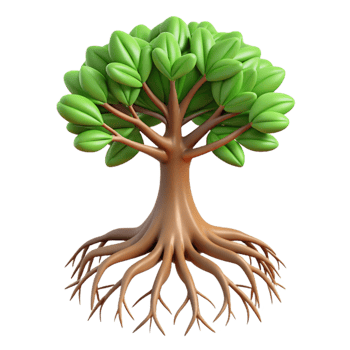 vibrant traditional Growing Tree with Deep Roots Stability Symbol Transparent Background authentic png