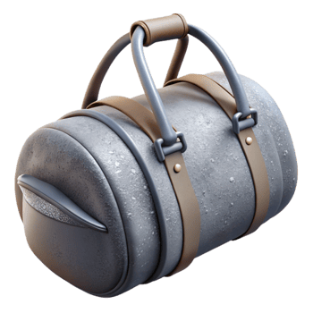 extraordinary creative Gym Bag Grey Open Isolated 4K png