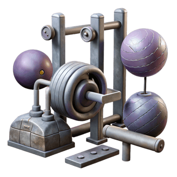 serene traditional Gym Equipment Collection Isolated Elements detailed png
