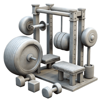 beautiful rustic Gym Equipment Set Silhouette Isolated Cutout 4K png