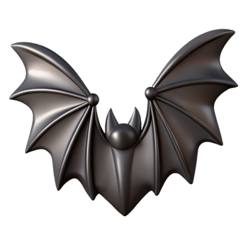 serene contemporary Halloween Bat Wings Spread Open Black Isolated premium png