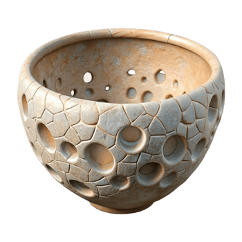 stunning rustic Handcrafted Ceramic Bowl with Crackle Glaze Cutout high resolution png