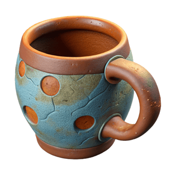impressive classic Handcrafted Ceramic Mug with Handle Cutout high resolution png