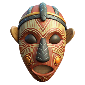 dramatic creative Hand Drawn African Mask Tribal Design Transparent Background exclusive png