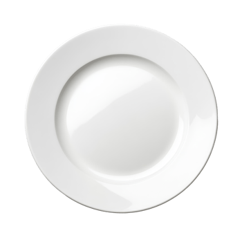 A clean, empty transparent ceramic plate positioned on a bright transparent background for minimalistic culinary presentations, Empty ceramic transparent plate isolated on transparent background png