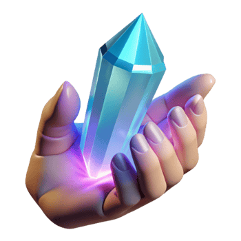 serene creative Hand Holding a Crystal with Bright Lighting Transparent Background premium png
