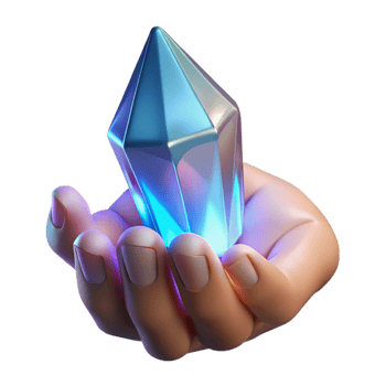 beautiful abstract Hand Holding a Crystal with Bright Lighting Transparent Background 4K png