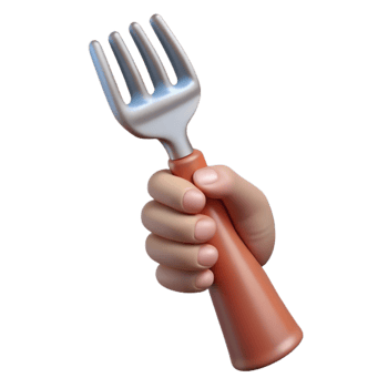 wonderful creative Hand Holding a Fork Isolated detailed png