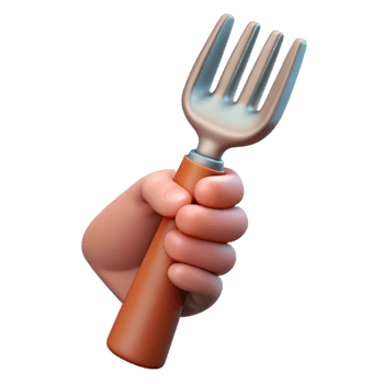 serene abstract Hand Holding a Fork Isolated authentic png