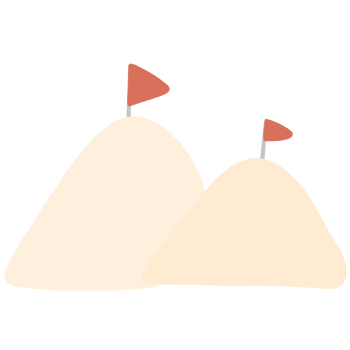 Sand pile with two flags on top on transparent background png