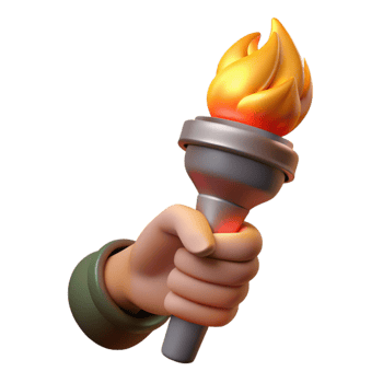 dramatic classic Hand Holding Burning Torch Isolated authentic png