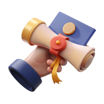 elegant artistic Hand Holding Graduation Certificate Isolated Transparent Background 4K png