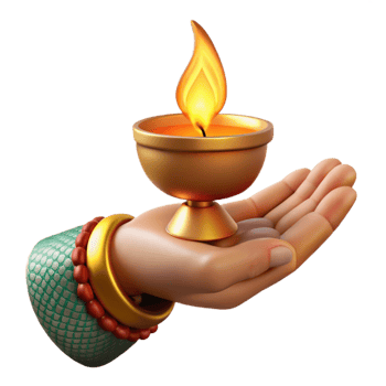 vibrant creative Hand Holding Lit Diya Lamp Diwali Festival Cutout 4K png