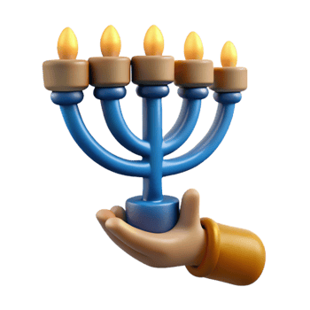 stunning traditional Hand Holding Lit Hanukkah Menorah Nine Branches Isolated Element high resolution png