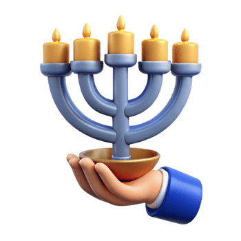 elegant minimalist Hand Holding Lit Hanukkah Menorah Nine Branches Isolated Element 4K png