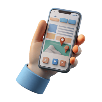 stunning creative Hand Holding Smartphone with Website Design Mockup Isolated authentic png