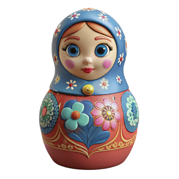 serene contemporary Hand Painted Matryoshka Doll Russian Style Cutout detailed png