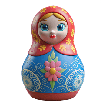 beautiful contemporary Hand Painted Matryoshka Doll Russian Style Cutout premium png
