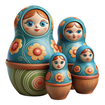 elegant modern Hand Painted Matryoshka Dolls Nesting Set Cutout high resolution png