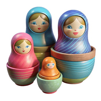 wonderful contemporary Hand Painted Matryoshka Dolls Nesting Set Cutout detailed png