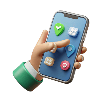 dramatic modern Hand Pointing at Smartphone with Social Media App Isolated premium png
