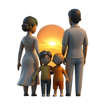 stunning minimalist Happy Family Silhouette at Sunset Transparent Background high quality png