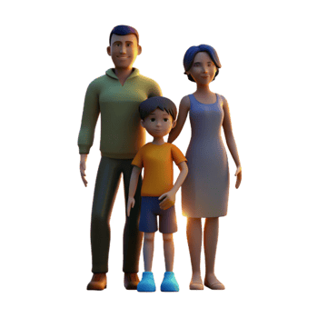 beautiful creative Happy Family Silhouette at Sunset Transparent Background high quality png