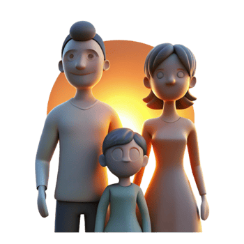 beautiful classic Happy Family Silhouette at Sunset Transparent Background 4K png