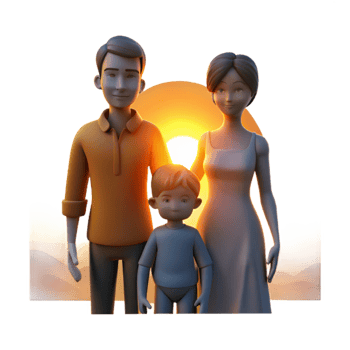 wonderful traditional Happy Family Silhouette Sunset View Transparent Background high resolution png