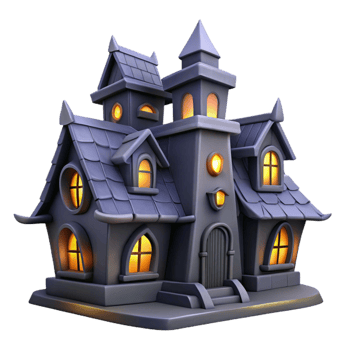 elegant contemporary Haunted House Spooky Silhouette Isolated Element genuine png