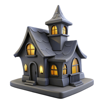 wonderful vintage Haunted House Spooky Silhouette Isolated Element high quality png