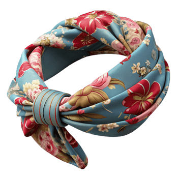 stunning traditional Headband Knotted Fabric Floral Print Isolated genuine png