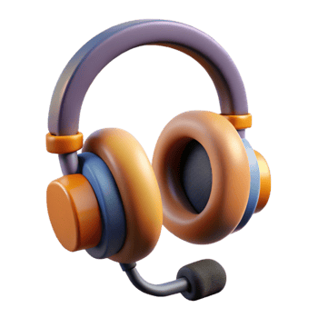 beautiful abstract Headphones and Microphone for Online Meetings Isolated Element exclusive png