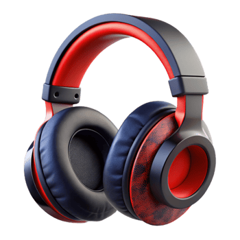 extraordinary rustic Headphones Black and Red Gaming Isolated on White Background original png