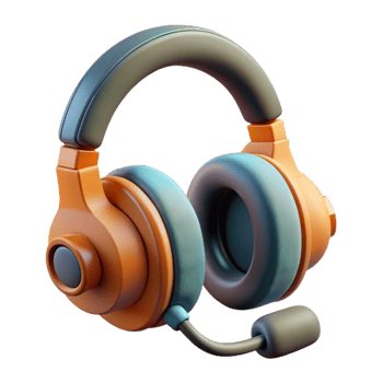 beautiful abstract Headphones with Microphone Noise Cancelling Isolated Element premium png