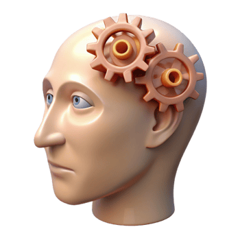 dramatic modern Head with Gears Inside Transparent Background genuine png