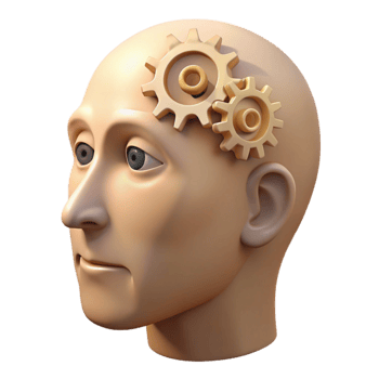 dramatic vintage Head with Gears Inside Transparent Background genuine png