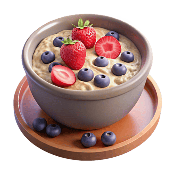 wonderful artistic Healthy Breakfast Oatmeal and Berries Isolated premium png